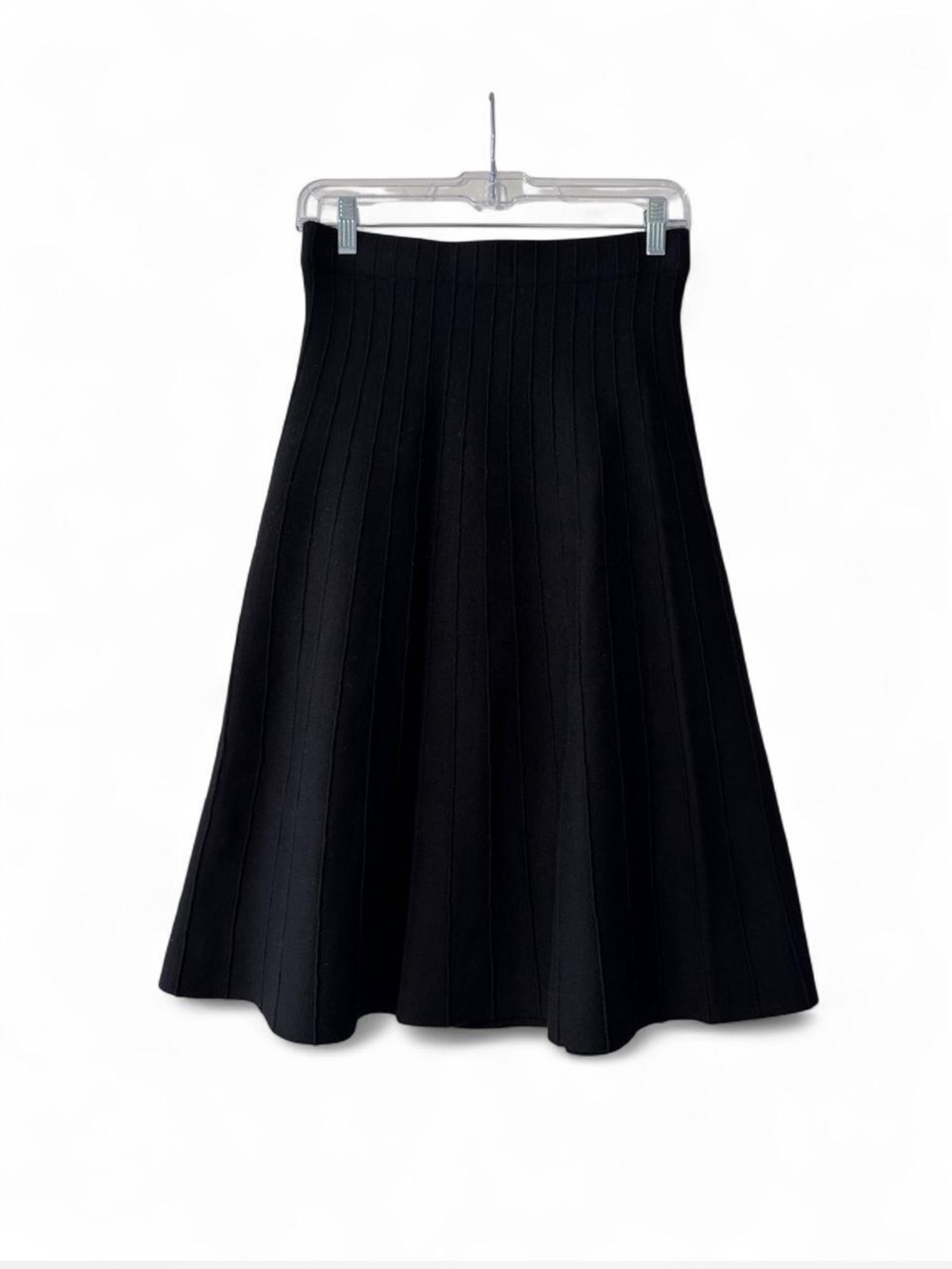 Zara Black Knit A-Line Midi Skirt